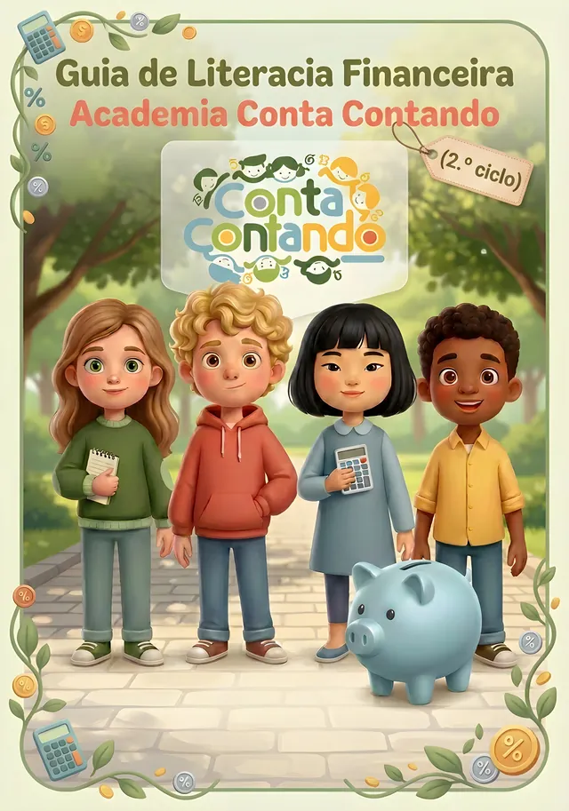 Capa do eBook Guia de Literacia Financeira — Academia Conta Contando — 2.º Ciclo